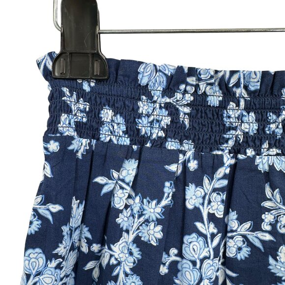 J.Crew Paisley Floral Print Mini Navy Ble Tiered Cotton Flounce Skirt Small - Picture 3 of 6